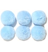 Fluffy Faux Fur Pompom Ball with Tiny Cord for Hat Shoes Garment Accessories 2.8in Pack of 6pcs L...