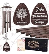 LIRAVENO Nana Gifts Wind Chimes - Metal Hummingbird Windchimes with Card Indoor Outdoor Hanging D...