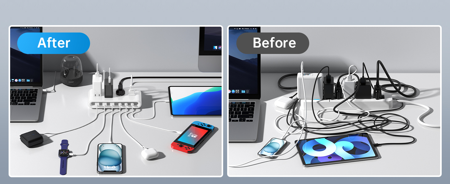 10 ports cable organizer for desktop