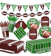 Football Party Supplies Kit Serve 25, 178Pcs Football Theme Party Decorations Includes Football P...