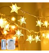 Brightown Star String Lights Battery Operated - 17 ft 50 LED Star Fairy String Lights with Remote...
