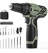 KREBS 12V Cordless Drill Set with 1.5Ah Battery &amp; Fast Charger, 3/8-Inch Keyless Chuck 245 In-lbs...