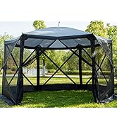 EVER ADVANCED Pop Up Gazebo Screen House Tent for Camping 8-10 Person Instant Canopy Shelter with...