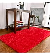 Keeko Small Fluffy Rug for Bedroom, 2x4 Bedside Runner Rug Non Slip Throw Rugs for Living Room En...