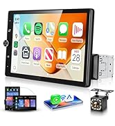 MAHVEC 10.4'' Single Din Car Stereo with Wireless CarPlay Android Auto, HD Rotation Touchscreen R...