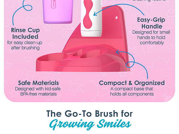 brusheez kids toothbrush soft bristle kid safe beginners timer compact organized easy grip handle