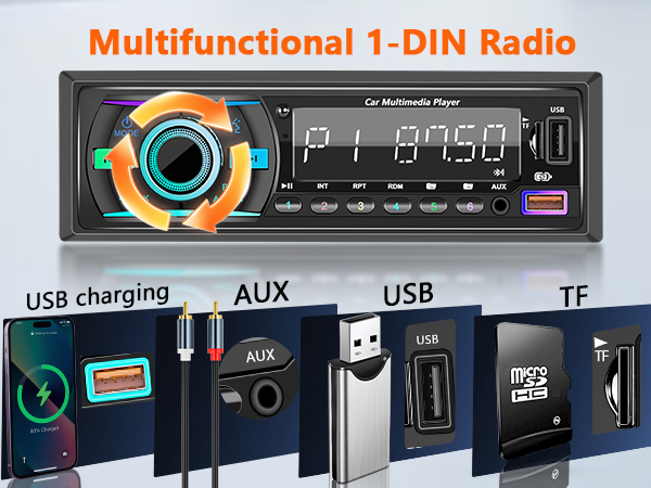 single din radio bluetooth