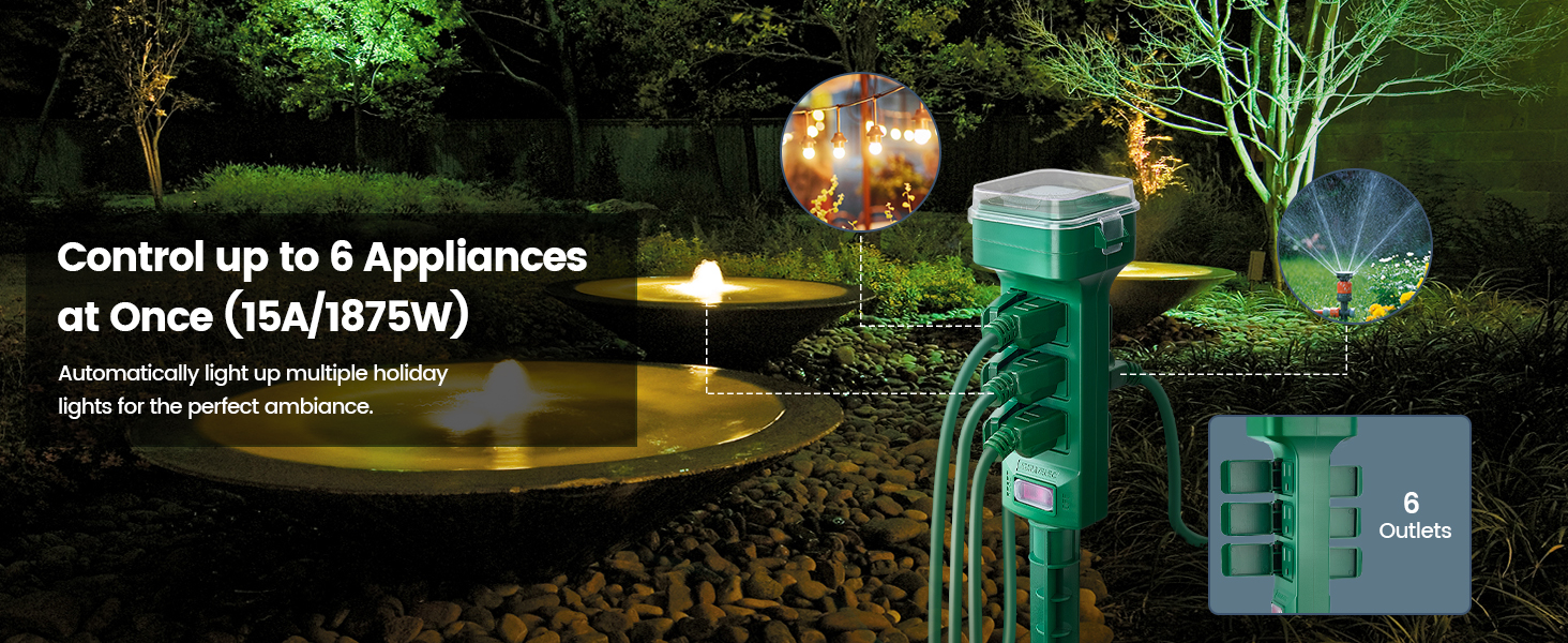 outdoor extension cord with timer solar plug outlet