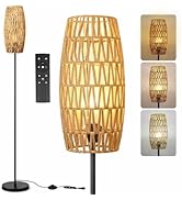 Ruiever Floor Lamp for Living Room,Farmhouse Rattan Floor lamp,Modern Standing lamp with Dimmer L...