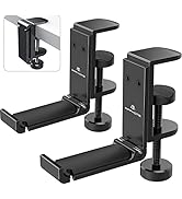 APPHOME 2Pack Upgrade Foldable Headphone Stand Under Desk PC Gaming Headset Hanger Holder Hook Cl...