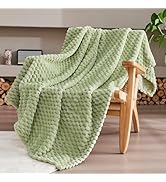 SUPRYNEX Sage Green Twin Size Blanket 60 x80 Inches, Soft Plush 330GSM Flannel Fleece Blanket, Co...