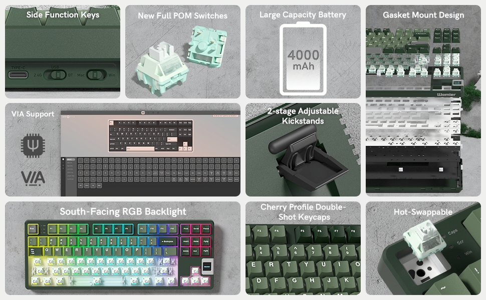 75% Keyboard QMK/VIA Wireless Gaming Keyboard, Creamy Mechanical Keyboard