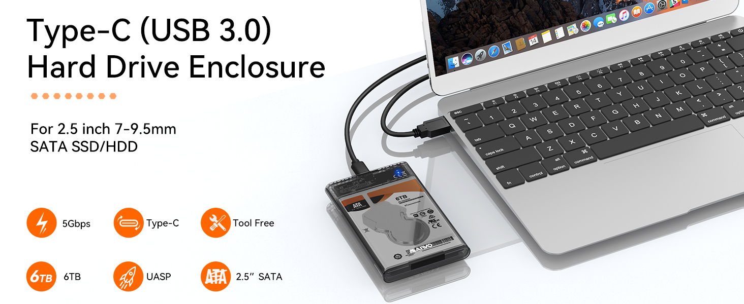 Usb 3.0 C to 2.5 inch 2.5” sata hdd ssd external hard drive disk enclosure docking station