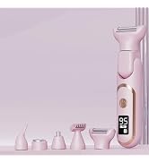 Bikini Trimmer for Women, 5 in 1 Rechargeable Electric Razors Waterproof Wet/Dry Use Body Hair Tr...