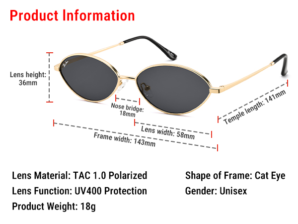 Pro Acme Retro Oval Cat Eye Sunglasses for Women