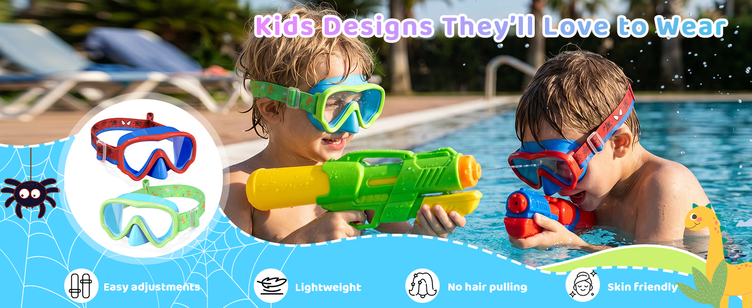 Kids Swim Goggles with Nose Cover