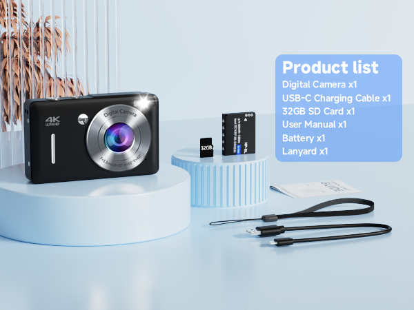 Digital Camera for video packing list,black camera for kids,black digital camera,camera for teens