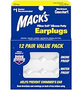 Mack's Pillow Soft Silicone Earplugs, 12 Pair – The Original Moldable Silicone Putty Ear Plugs fo...