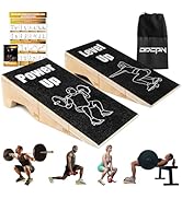 Squat Wedge Block, 2 Pcs Non-Slip Wooden Squat Wedge for Heel Elevation &amp; Weightlifting with Trai...