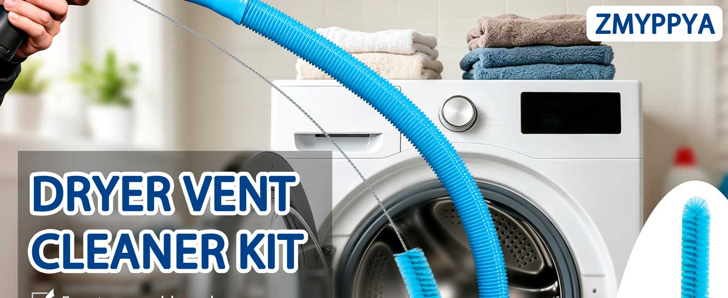 Dryer Vent Cleaner Kit with Flexible Vacuum Hose Attachment