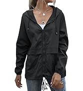Muzeca Women's Waterproof Raincoat Lightweight Rain Jacket Hooded Windbreaker with Pockets for Ou...