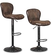 COSTWAY Bar Stools Set of 2, Adjustable Swivel Barstools with Back, Hot-Stamping Cloth and Chrome...