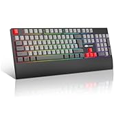 Gaming Keyboard, RGB LED Backlit, 104-Key Full Size Wireless Keyboard, Rechargeable Ergonomic Key...