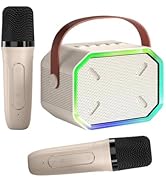 Caiord Karaoke Machine for Kids and Adults, Mini Portable Bluetooth Speaker with 2 Wireless Micro...