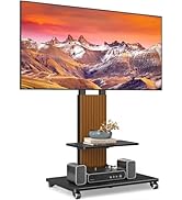 TVON Heavy Duty Rolling TV Stand for 55-90 inch Large TVs up to 150 lbs, Mobile TV Cart with Heig...