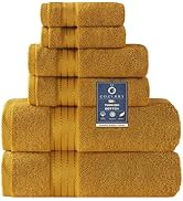 COZYART Gold Bath Towel Set 6pcs, Turkish Cotton Bathroom Towel Sets Soft Absorbent and Durable 6...