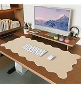 iCasso Leather Mouse Pad,Extra Large Desk Pad,Cute Scalloped Computer Mat for Desktop,Non-Slip Na...