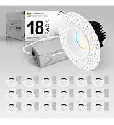 ASD Trimless LED Recessed Lighting 4 Inch, 15W 120V Round Commercial Downlight, Canless Dimmable ...