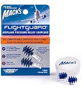 Mack’s Flightguard Airplane Pressure Relief Earplugs – 26dB NRR, 33dB SNR – Comfortable, Safe, Tr...