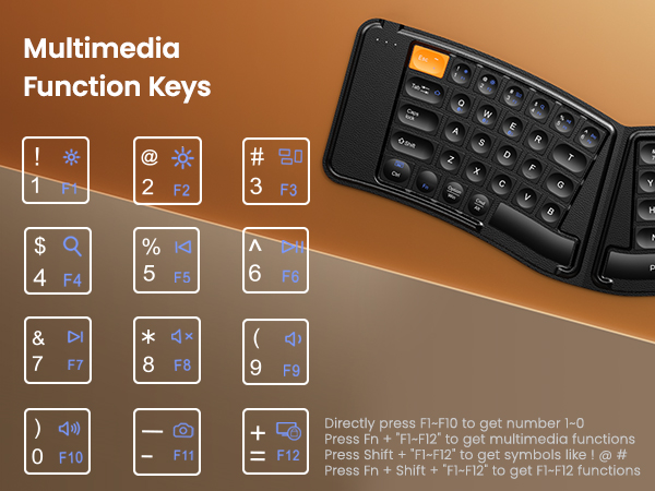 Ergonomic Split Bluetooth Foldable Keyboard multi-device - Black A+ content page (23)