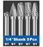 Sworker 5Pcs Carbide Burr Set 1/4 Shank w/Clear Box Head Dia 8mm Die Grinder Bits Rotary Tools At...