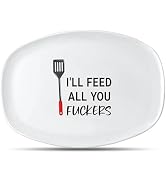 R HORSE Man Grill Platter - Man Themed Barbecue Serving Tray Plate White Oval Serving Dishes Dad ...