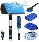 63'' Flow-Thru Car Wash Brush with Long Handle, Complete Soft Bristles Car Washing Brush Mop Kit,...