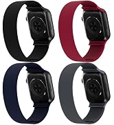4 Pack Stretchy Solo Loop Nylon Bands Compatible with watch 38mm 40mm 41mm 42mm 44mm 45mm 46mm 49...