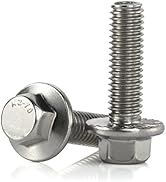 M6-1.0 x 16mm Flanged Hex Head Bolts Flange Hexagon Screws, Stainless Steel 18-8 (304), Plain Fin...