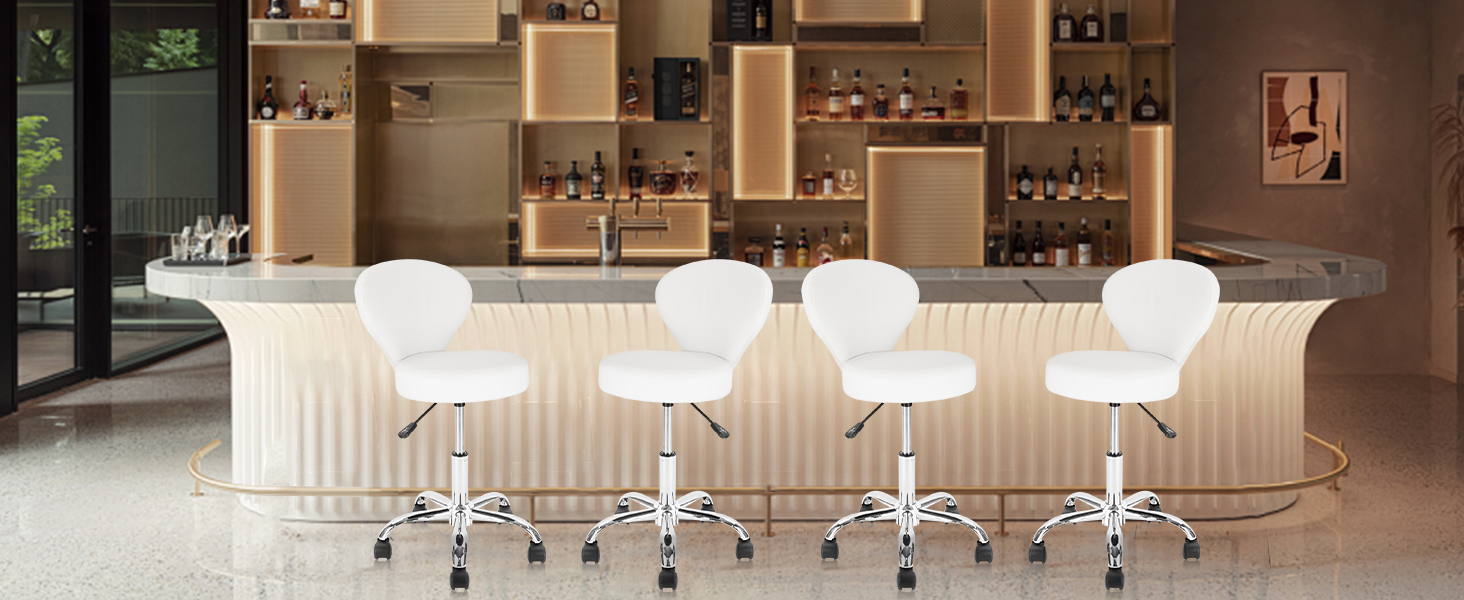 Rolling Swivel Salon Stool Chair with Back Support Adjustable