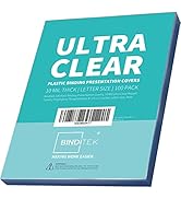 Binditek 100 Pack 10 Mil Binding Presentation Covers, Ultra Clear Binding Front Covers, 8-1/2 x 1...