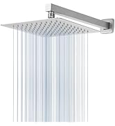 Voolan All Metal Shower Head with Extension Arm, Stainless Steel Waterfall Rainfall Showerheads, ...