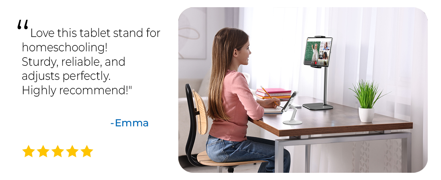 Reliable iPad holder stand adjustable tablet stand perfect for homeschooling, video calls, and study