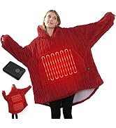 Dowin Heated Wearable Blanket Battery Powered, Come with 5000mAh Portable Rechargeable Charger, C...