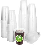 100 Pack 9 Oz Clear Plastic Cups, Durable hot cups, Disposable Cups, Disposable Drinking Cups, Wa...