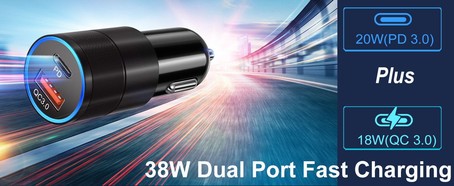 dual doube car usb c port charging