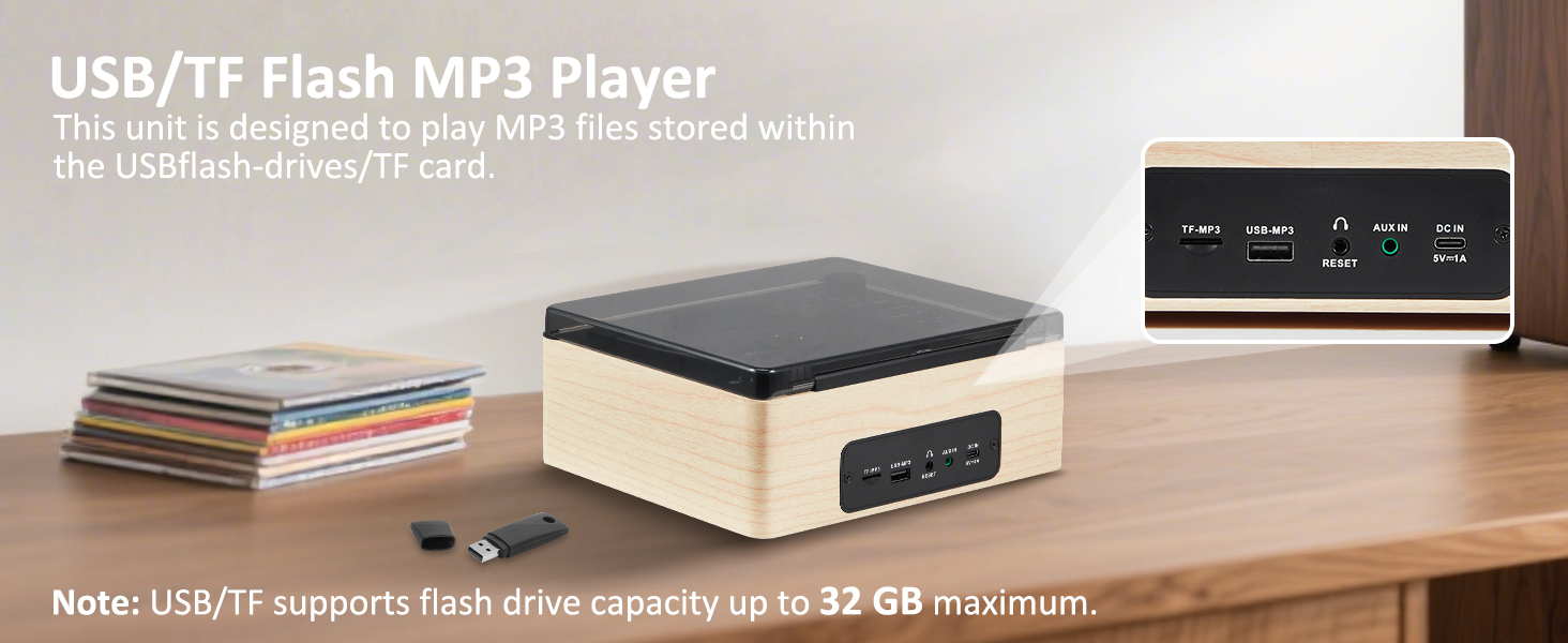 retro vintage cd player with usb aux playback