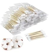 Garrelett 500 Count Bamboo Cotton Swabs - Individually Wrapped 5ct Packs (100 Total) Double Round...