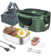 Dosevita Electric Lunch Box for Adults, 80W Heated Lunch Box 1.5L 304 Stainless Steel Portable Fo...