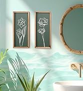 green bathroom decor botanical theme wall art